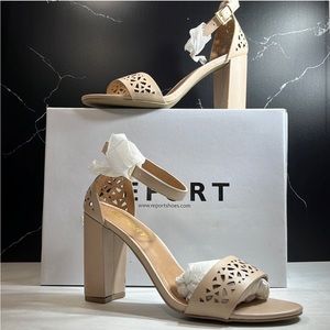 Report Windlyn Open Toe Pumps Nude sz 9